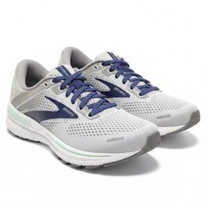 Brooks Light Gray Running Shoes with Navy Laces